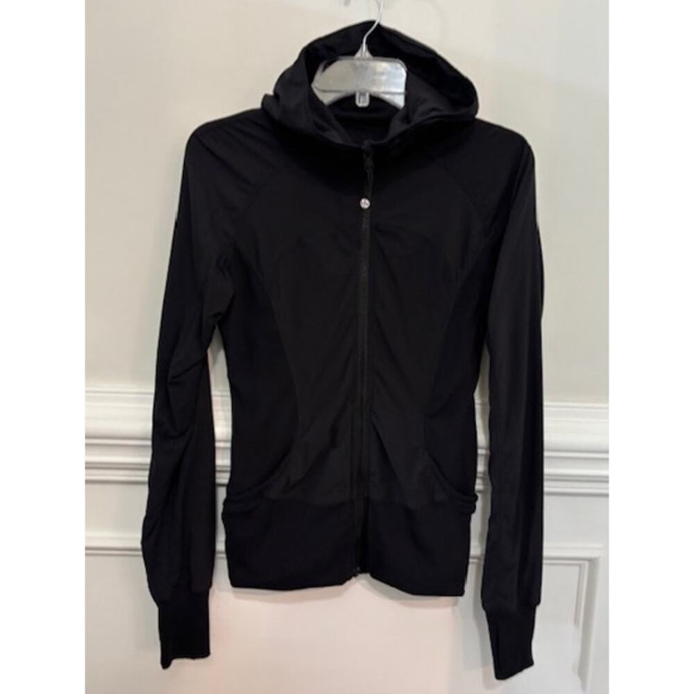 Lululemon In Flux Reversible Zip Up Black Hoodie Jacket Size 6 Swift Tight Fit